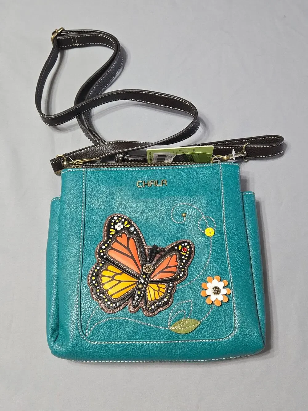 CHALA Monarch Butterfly Turquoise Crossbody Bag RFID Vegan Leather
